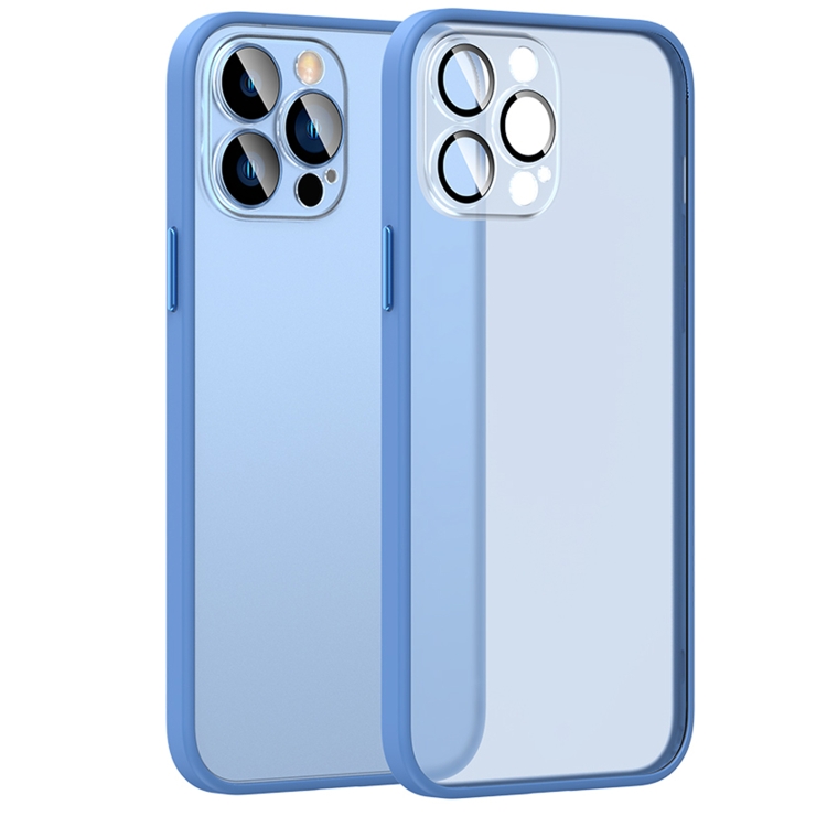 For iPhone 14 Plus 2 in 1 Skin Feel Frosted Phone Case with Lens Film(Sierra Blue) For iPhone 14 Plus 2 in 1 Skin Feel Frosted Phone Case with Lens Film(Sierra Blue)