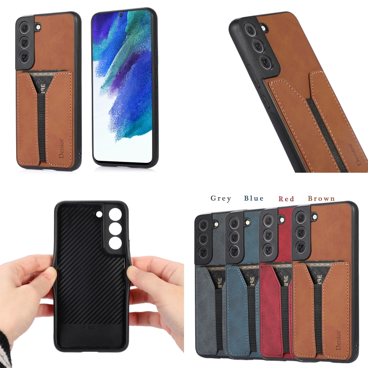 For Samsung Galaxy S22+ 5G Denior DV Elastic Card PU Back Cover Phone Case(Grey) For Samsung Galaxy S22+ 5G Denior DV Elastic Card PU Back Cover Phone Case(Grey)