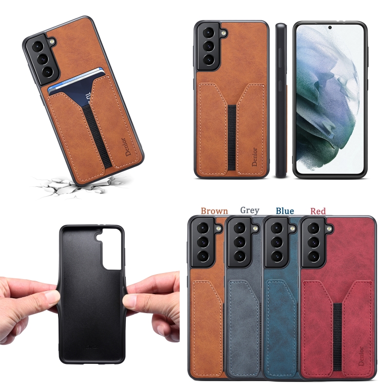 For Samsung Galaxy S21+ 5G Denior DV Elastic Card PU Back Cover Phone Case(Grey) For Samsung Galaxy S21+ 5G Denior DV Elastic Card PU Back Cover Phone Case(Grey)