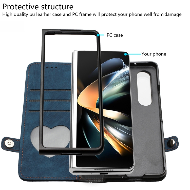 For Samsung Galaxy Z Fold 4 5G Side Buckle Double Fold Leather Phone Case(Royal Blue) For Samsung Galaxy Z Fold 4 5G Side Buckle Double Fold Leather Phone Case(Royal Blue)