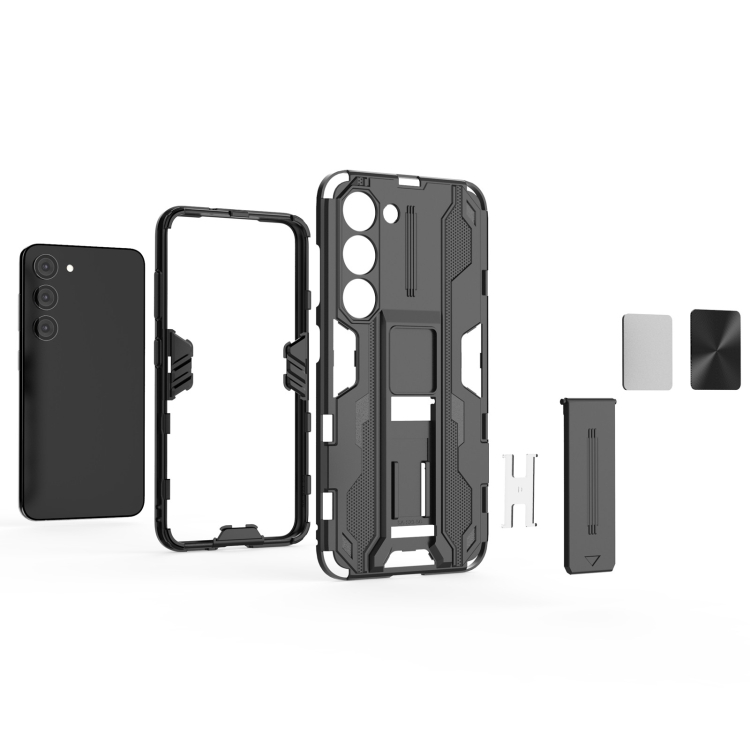 For Samsung Galaxy S23 5G Supersonic PC + TPU Shock-proof Phone Case with Holder(Black) For Samsung Galaxy S23 5G Supersonic PC + TPU Shock-proof Phone Case with Holder(Black)