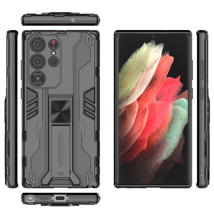 For Samsung Galaxy S23 Ultra 5G Supersonic PC + TPU Shock-proof Phone Case with Holder(Black) For Samsung Galaxy S23 Ultra 5G Supersonic PC + TPU Shock-proof Phone Case with Holder(Black)
