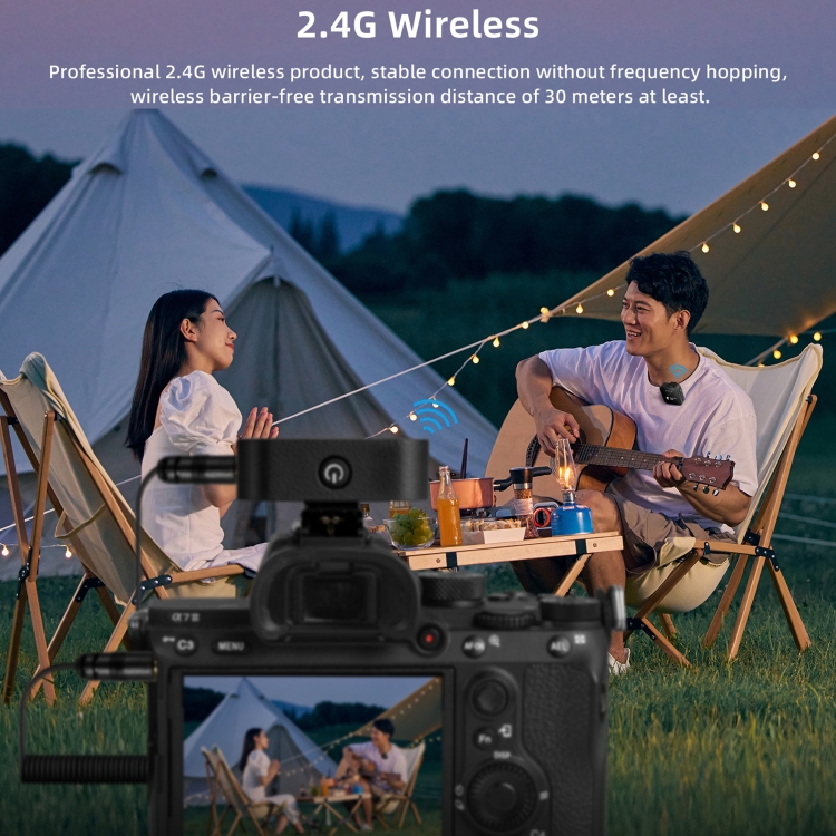 Yanmai GF525 2 en 1 Broadcast 2.4G Wireless Lavalier Micrófono Mini Clip-on Mic con pantalla LED - 8