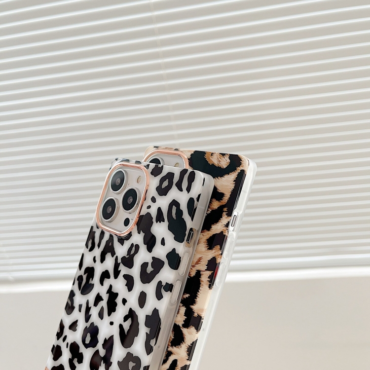 For iPhone 14 Pro Max Square Plating Gold Edge Phone Case(ellow Backgroud Leopard) For iPhone 14 Pro Max Square Plating Gold Edge Phone Case(ellow Backgroud Leopard)