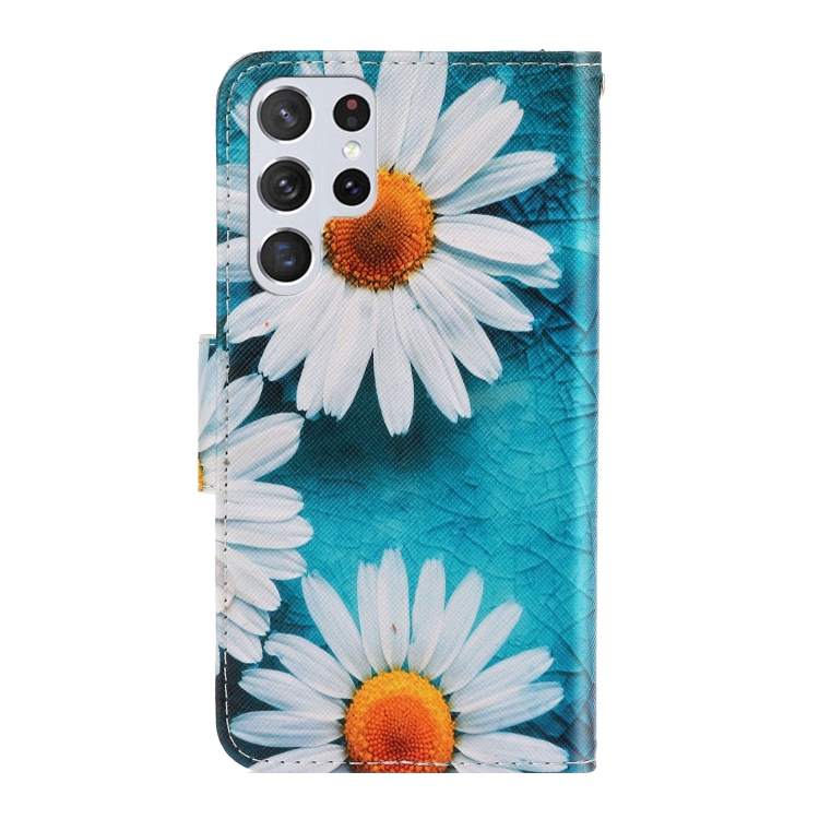 For Samsung Galaxy S23 Ultra 5G Colored Drawing Pattern Leather Phone Case(Daisy)