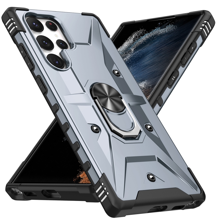 For Samsung Galaxy S23 Ultra 5G Ring Holder Phone Case(Grey) For Samsung Galaxy S23 Ultra 5G Ring Holder Phone Case(Grey)