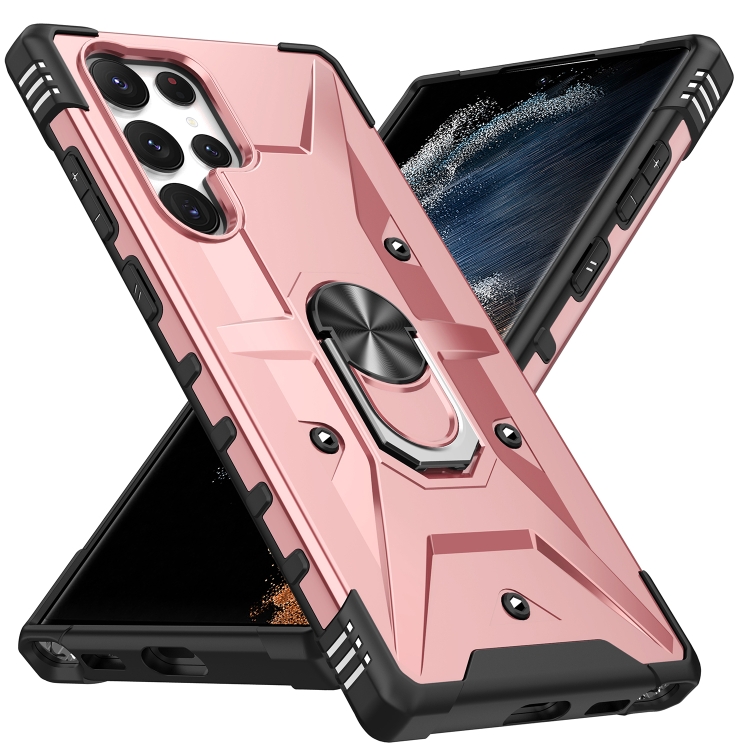 Capa Galaxy S23 ULTRA - com Anel de Suporte Magnético Rosa ✔️