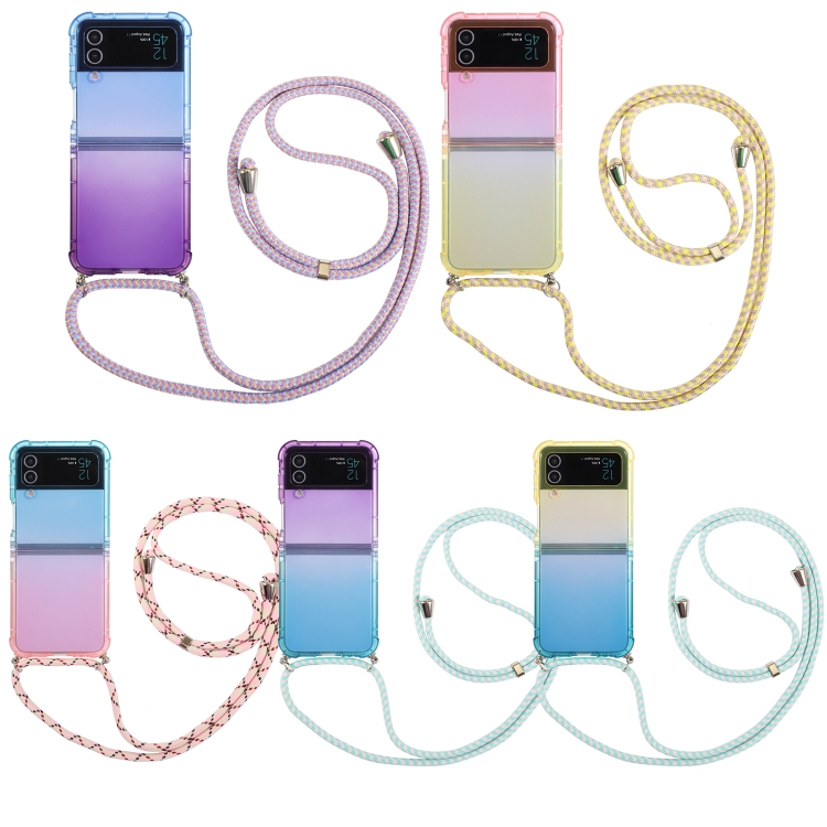For Samsung Galaxy Z Flip4 5G Gradient Color Shockproof Phone Case with Lanyard(Gradient Pink Yellow) For Samsung Galaxy Z Flip4 5G Gradient Color Shockproof Phone Case with Lanyard(Gradient Pink Yellow)