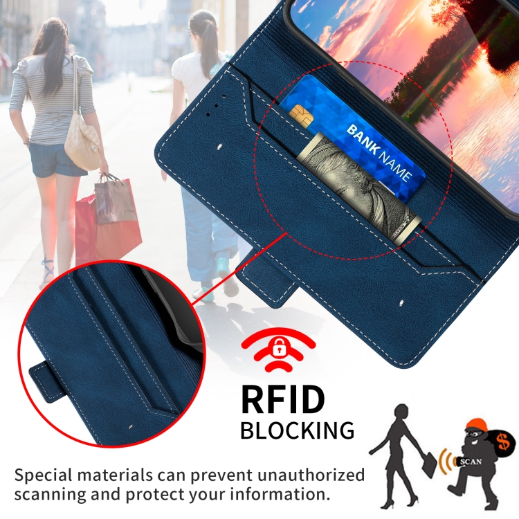 For Samsung Galaxy S23+ 5G Stitching Side-Magnetic RFID Leather Phone Case(Royal Blue)