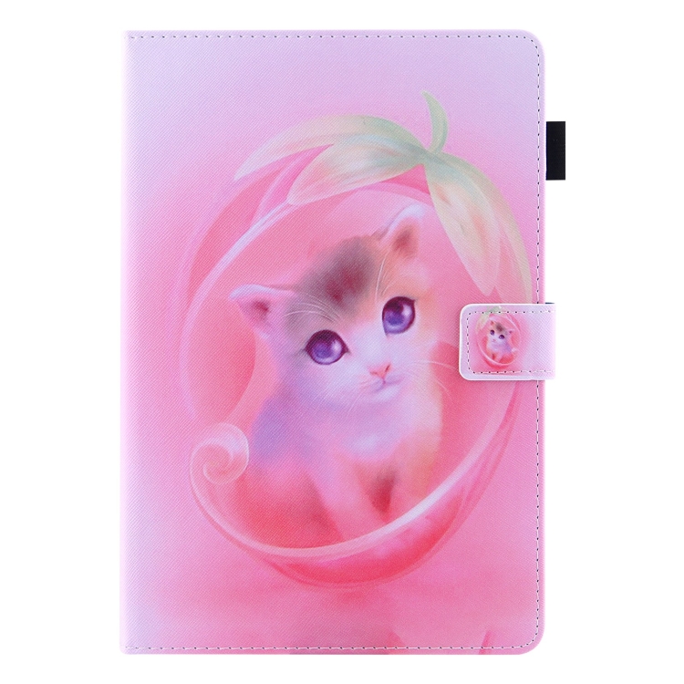 For iPad 10th Gen 10.9 2022 Colored Drawing Leather Smart Tablet Case(Pink Cat) For iPad 10th Gen 10.9 2022 Colored Drawing Leather Smart Tablet Case(Pink Cat)