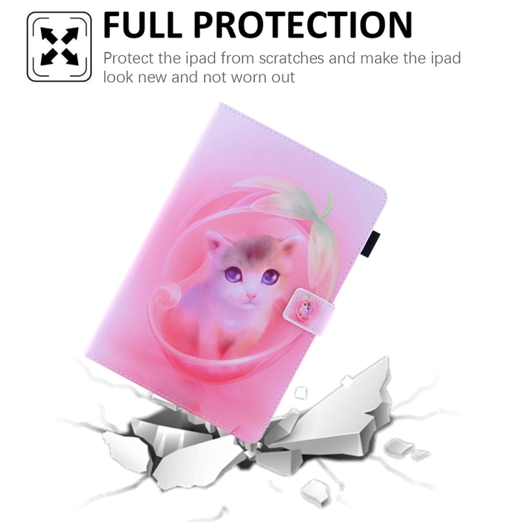 For iPad 10th Gen 10.9 2022 Colored Drawing Leather Smart Tablet Case(Pink Cat) For iPad 10th Gen 10.9 2022 Colored Drawing Leather Smart Tablet Case(Pink Cat)