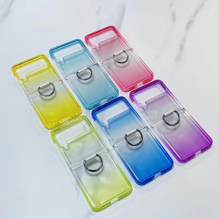 For Samsung Galaxy Z Flip4 5G Gradient Color Ring Holder Fold Phone Case(Gradient Green) For Samsung Galaxy Z Flip4 5G Gradient Color Ring Holder Fold Phone Case(Gradient Green)