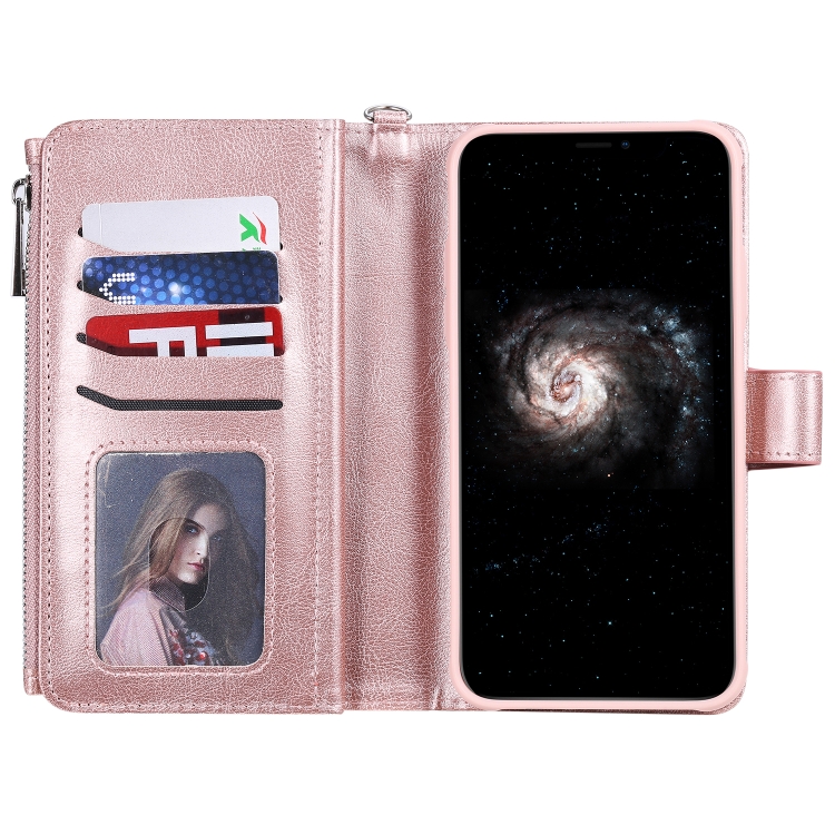 For iPhone 11 Pro Max 2 in 1 Solid Color Zipper Shockproof Protective Case with Card Slots & Bracket & Photo Holder & Wallet Function(Rose Gold) For iPhone 11 Pro Max 2 in 1 Solid Color Zipper Shockproof Protective Case with Card Slots & Bracket & Photo Holder & Wallet Function(Rose Gold)