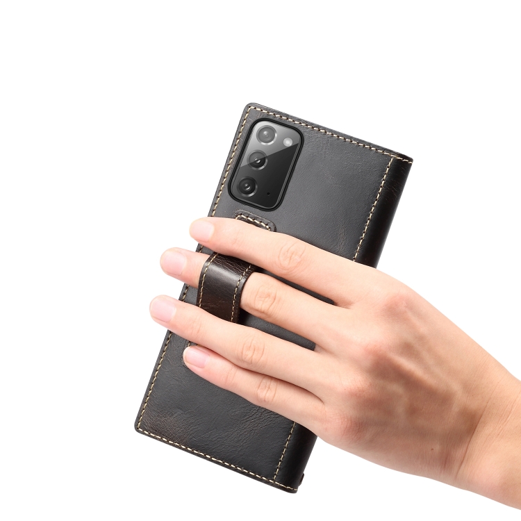 For Samsung Galaxy Note20 Denior Oil Wax Cowhide DK Magnetic Button Leather Phone Case(Black) For Samsung Galaxy Note20 Denior Oil Wax Cowhide DK Magnetic Button Leather Phone Case(Black)
