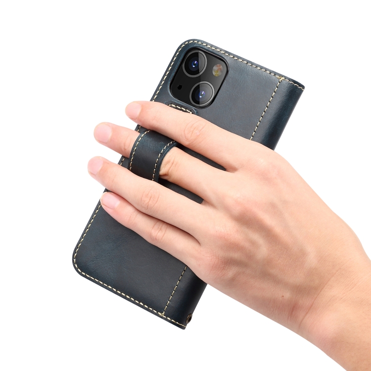For iPhone 14 Plus Denior Oil Wax Cowhide DK Magnetic Button Leather Phone Case(Black) For iPhone 14 Plus Denior Oil Wax Cowhide DK Magnetic Button Leather Phone Case(Black)