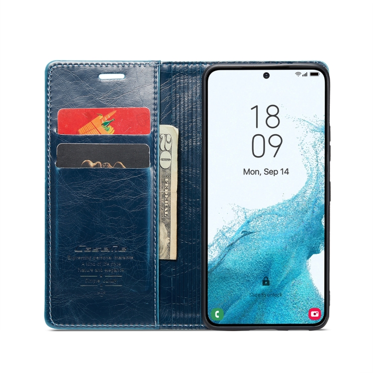 For Samsung Galaxy S22+ 5G CaseMe 003 Crazy Horse Texture Leather Phone Case(Blue) For Samsung Galaxy S22+ 5G CaseMe 003 Crazy Horse Texture Leather Phone Case(Blue)