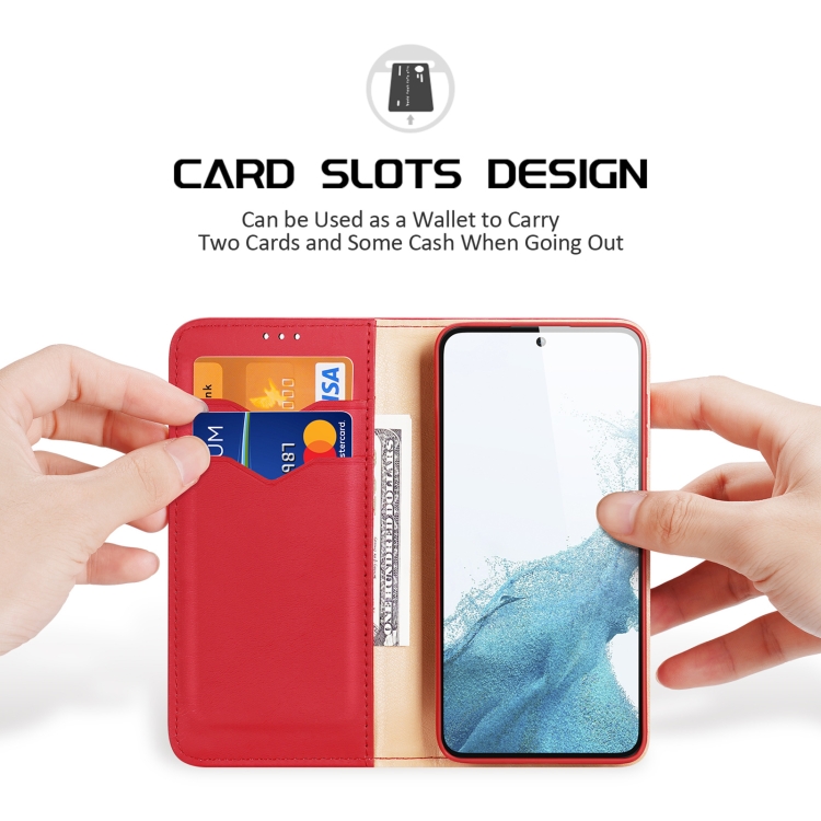 For Samsung Galaxy S23+ 5G DUX DUCIS Hivo Series Cowhide Texture Leather Phone Case(Red) For Samsung Galaxy S23+ 5G DUX DUCIS Hivo Series Cowhide Texture Leather Phone Case(Red)