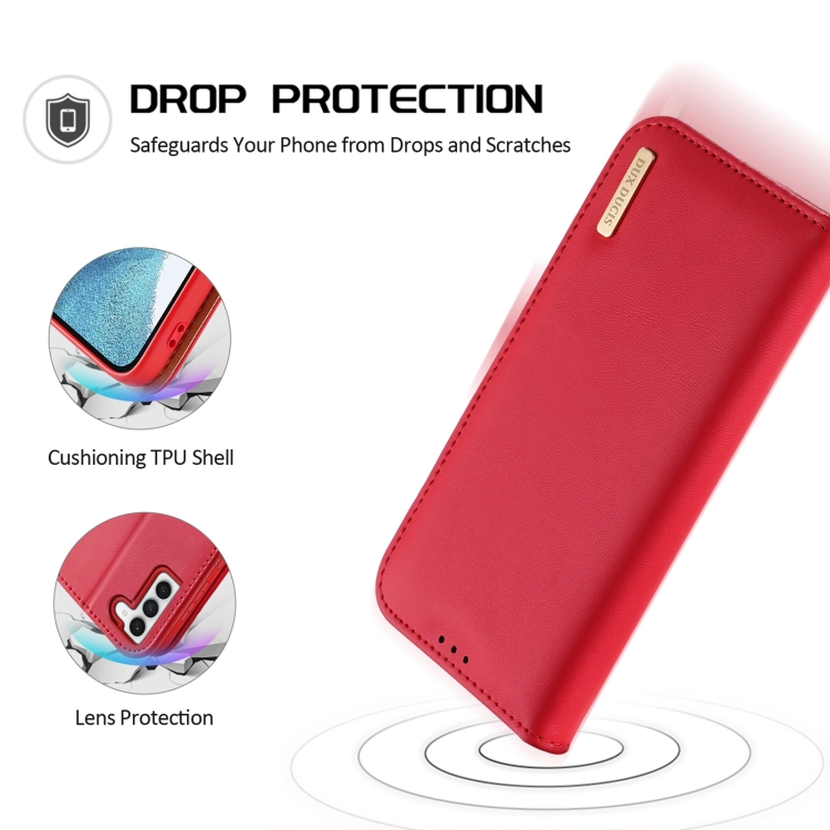 For Samsung Galaxy S23+ 5G DUX DUCIS Hivo Series Cowhide Texture Leather Phone Case(Red) For Samsung Galaxy S23+ 5G DUX DUCIS Hivo Series Cowhide Texture Leather Phone Case(Red)