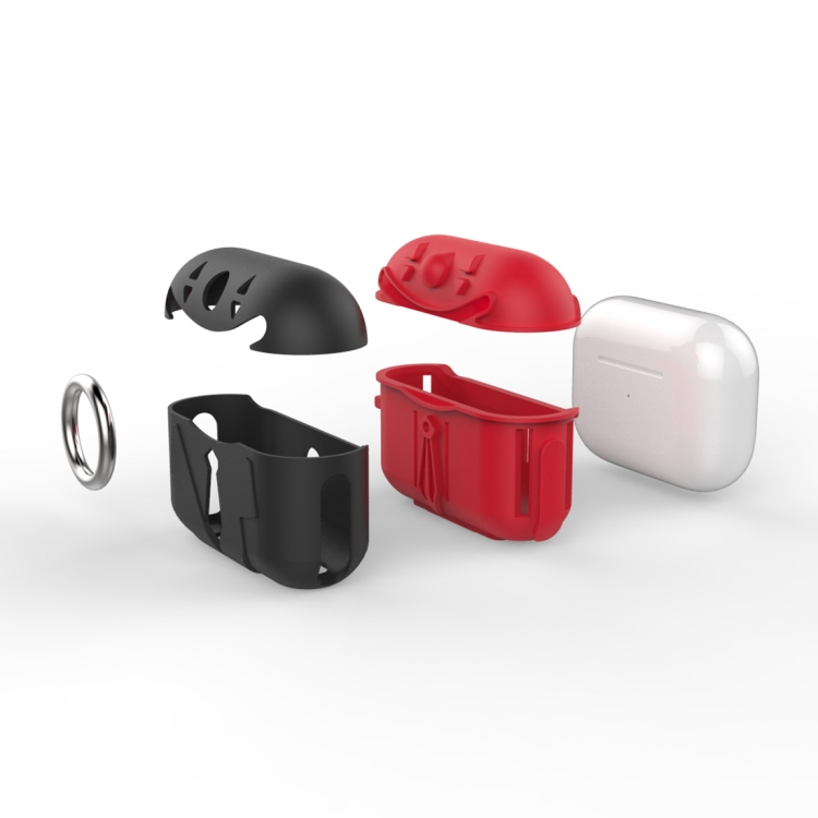 For AirPods Pro Anti-fall Joker Shape Protective Case with Carabiner(Red Black) For AirPods Pro Anti-fall Joker Shape Protective Case with Carabiner(Red Black)
