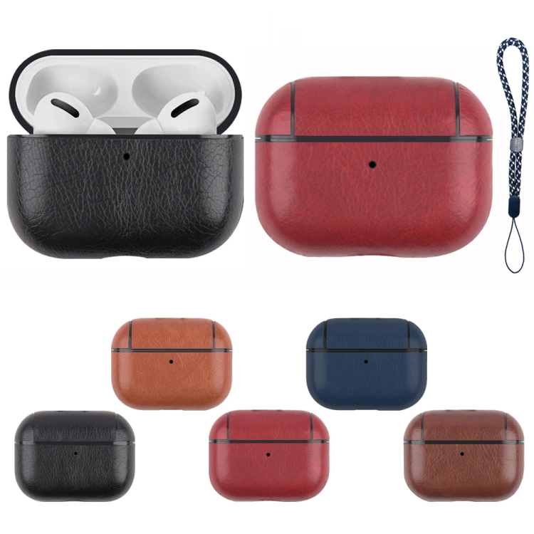 For AirPods Pro 2 Wireless Earphone Leather Shockproof Protective Case with Lanyard(Dark Brown) For AirPods Pro 2 Wireless Earphone Leather Shockproof Protective Case with Lanyard(Dark Brown)