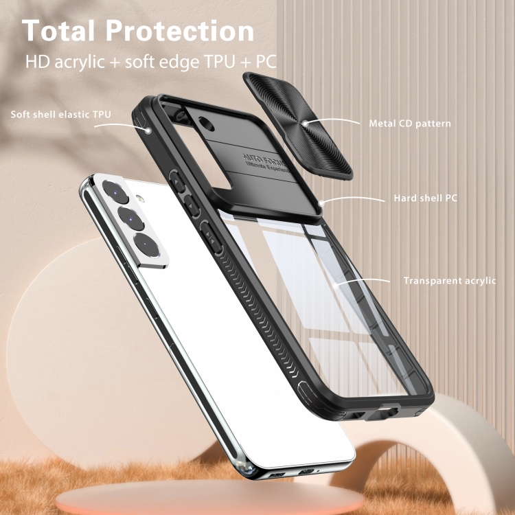 For Samsung Galaxy S22 5G Full Body Sliding Camshield Phone Case(Black) For Samsung Galaxy S22 5G Full Body Sliding Camshield Phone Case(Black)