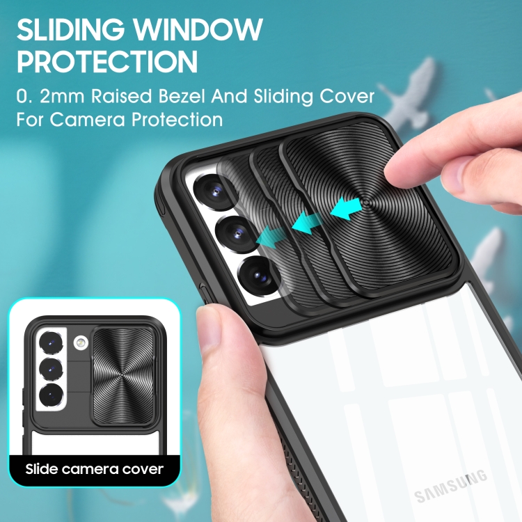 For Samsung Galaxy S22 5G Full Body Sliding Camshield Phone Case(Black) For Samsung Galaxy S22 5G Full Body Sliding Camshield Phone Case(Black)