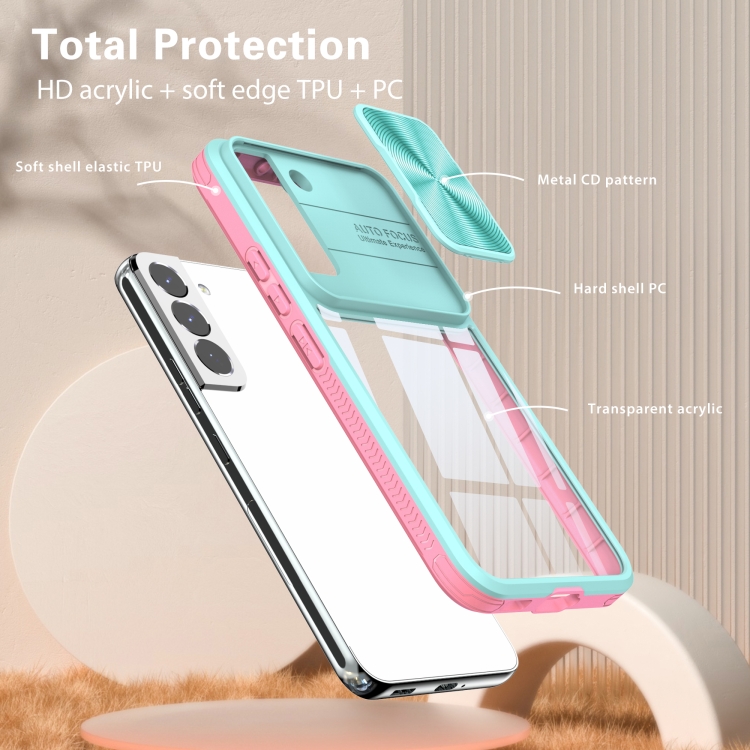 For Samsung Galaxy S22+ 5G Full Body Sliding Camshield Phone Case(Baby Blue Pink) For Samsung Galaxy S22+ 5G Full Body Sliding Camshield Phone Case(Baby Blue Pink)