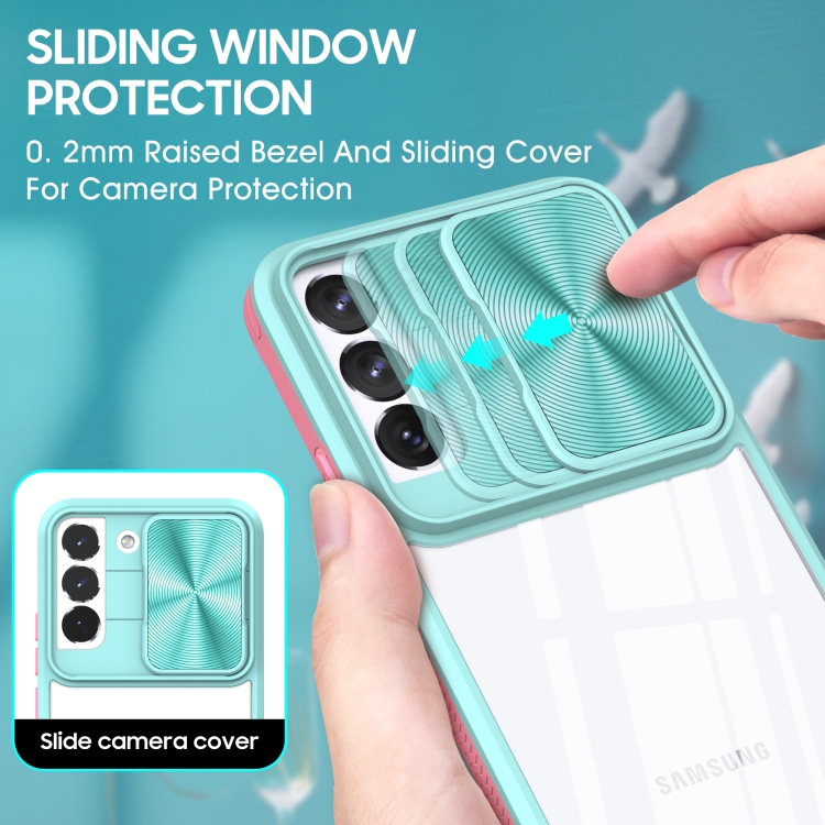 For Samsung Galaxy S22+ 5G Full Body Sliding Camshield Phone Case(Baby Blue Pink) For Samsung Galaxy S22+ 5G Full Body Sliding Camshield Phone Case(Baby Blue Pink)