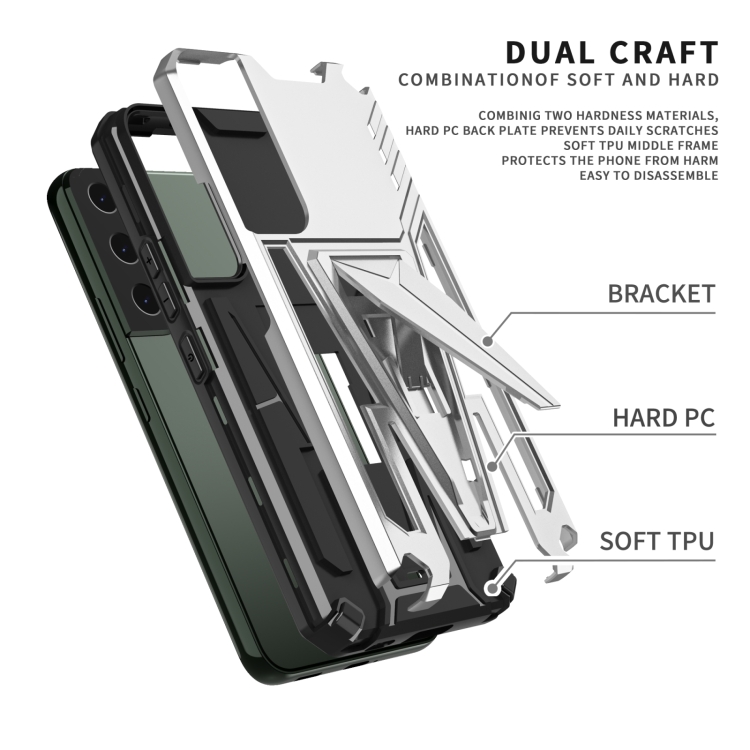 For Samsung Galaxy S23+ 5G Super V Armor PC + TPU Phone Case with Invisible Holder(Silver) For Samsung Galaxy S23+ 5G Super V Armor PC + TPU Phone Case with Invisible Holder(Silver)