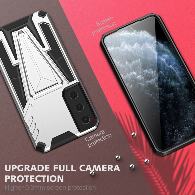 For Samsung Galaxy S23+ 5G Super V Armor PC + TPU Phone Case with Invisible Holder(Silver) For Samsung Galaxy S23+ 5G Super V Armor PC + TPU Phone Case with Invisible Holder(Silver)