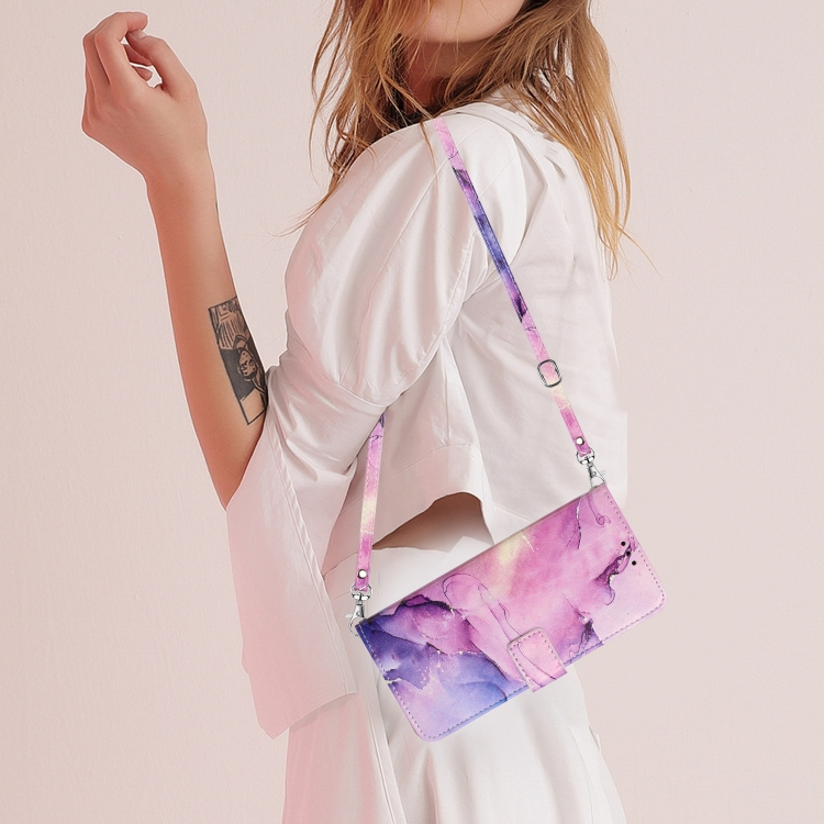 For Samsung Galaxy S23+ 5G Crossbody Painted Marble Pattern Leather Phone Case(Purple) For Samsung Galaxy S23+ 5G Crossbody Painted Marble Pattern Leather Phone Case(Purple)