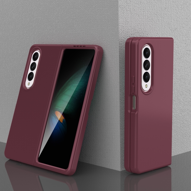 For Samsung Galaxy Z Fold4 5G Solid Color PC Coverage Folding Phone Case(Wine Red)