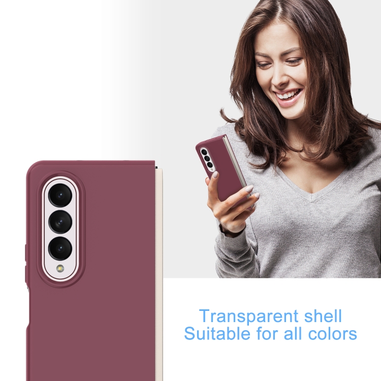 For Samsung Galaxy Z Fold4 5G Solid Color PC Coverage Folding Phone Case(Wine Red)