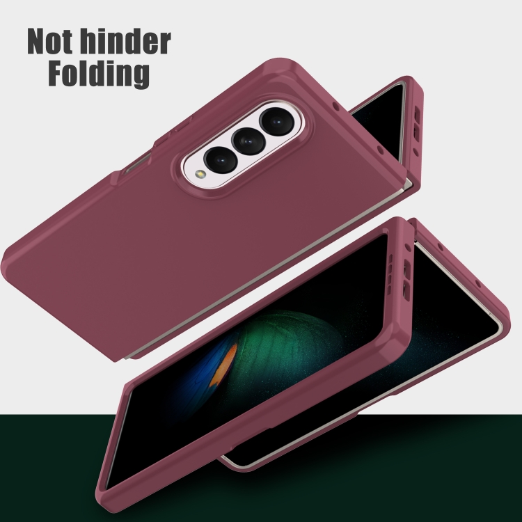 For Samsung Galaxy Z Fold4 5G Solid Color PC Coverage Folding Phone Case(Wine Red)