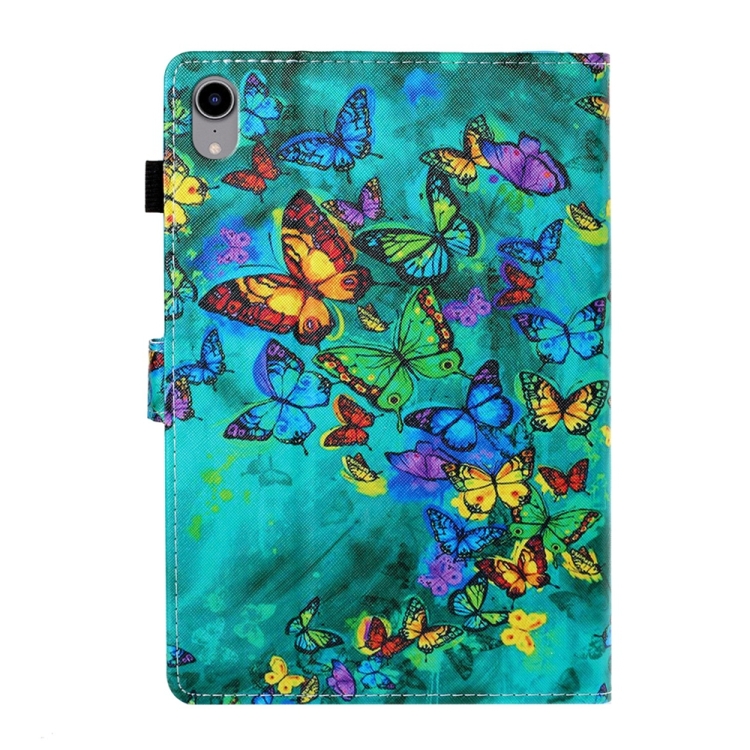 For iPad 10th Gen 10.9 2022 Coloured Drawing Stitching Smart Leather Tablet Case(Green Butterfly) For iPad 10th Gen 10.9 2022 Coloured Drawing Stitching Smart Leather Tablet Case(Green Butterfly)