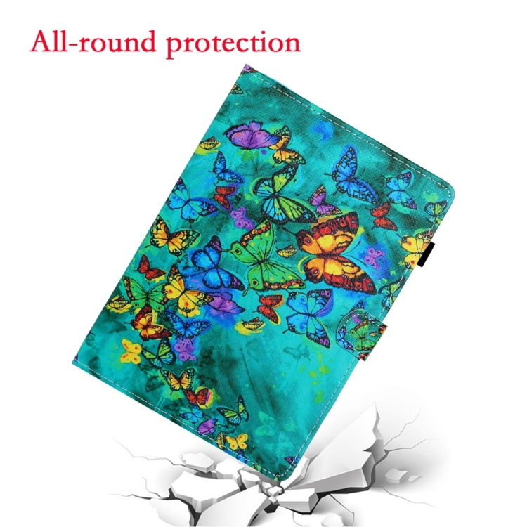 For iPad 10th Gen 10.9 2022 Coloured Drawing Stitching Smart Leather Tablet Case(Green Butterfly) For iPad 10th Gen 10.9 2022 Coloured Drawing Stitching Smart Leather Tablet Case(Green Butterfly)