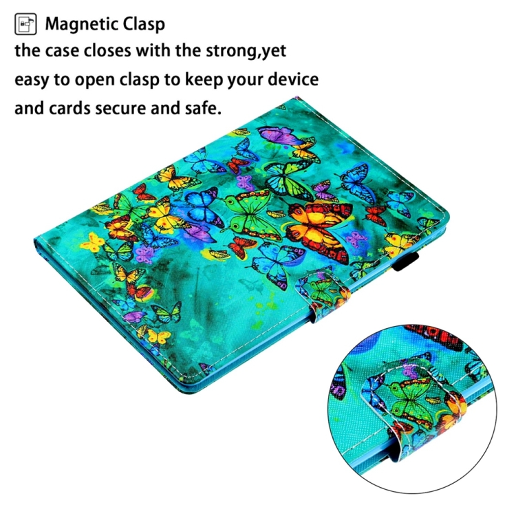 For iPad 10th Gen 10.9 2022 Coloured Drawing Stitching Smart Leather Tablet Case(Green Butterfly) For iPad 10th Gen 10.9 2022 Coloured Drawing Stitching Smart Leather Tablet Case(Green Butterfly)