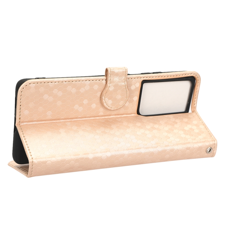 For Samsung Galaxy S21 Ultra 5G Honeycomb Dot Texture Leather Phone Case(Gold)