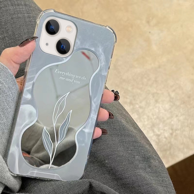 For iPhone 13 mini Color Painted Mirror Phone Case(Leaf) For iPhone 13 mini Color Painted Mirror Phone Case(Leaf)
