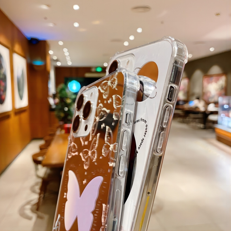 For iPhone 13 mini Color Painted Mirror Phone Case(Leaf) For iPhone 13 mini Color Painted Mirror Phone Case(Leaf)