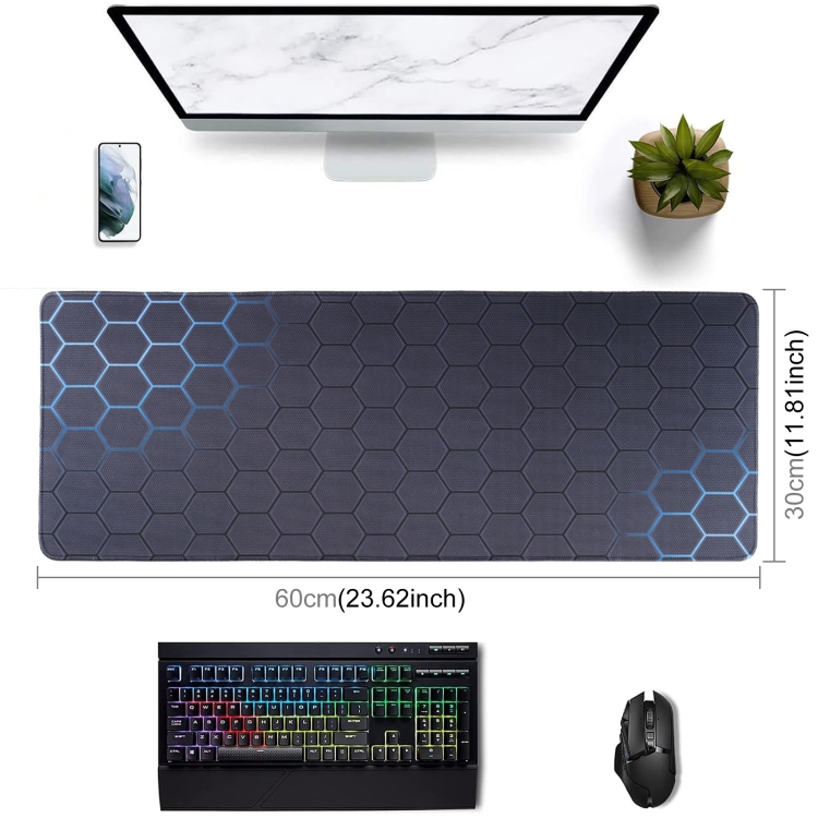 Alfombrilla de teclado antideslizante para juego de superficie de tela de goma, tamaño: 60 x 30 x 0,2 cm (panal azul) - 5