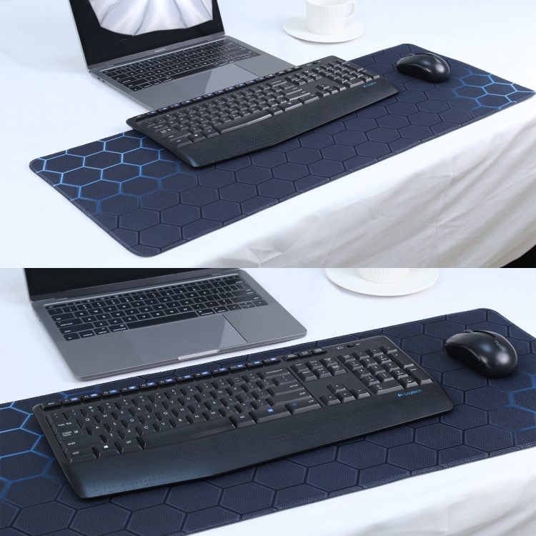 Alfombrilla de teclado antideslizante para juegos de superficie de tela de goma, tamaño: 70 x 30 x 0,2 cm (panal azul) - 6