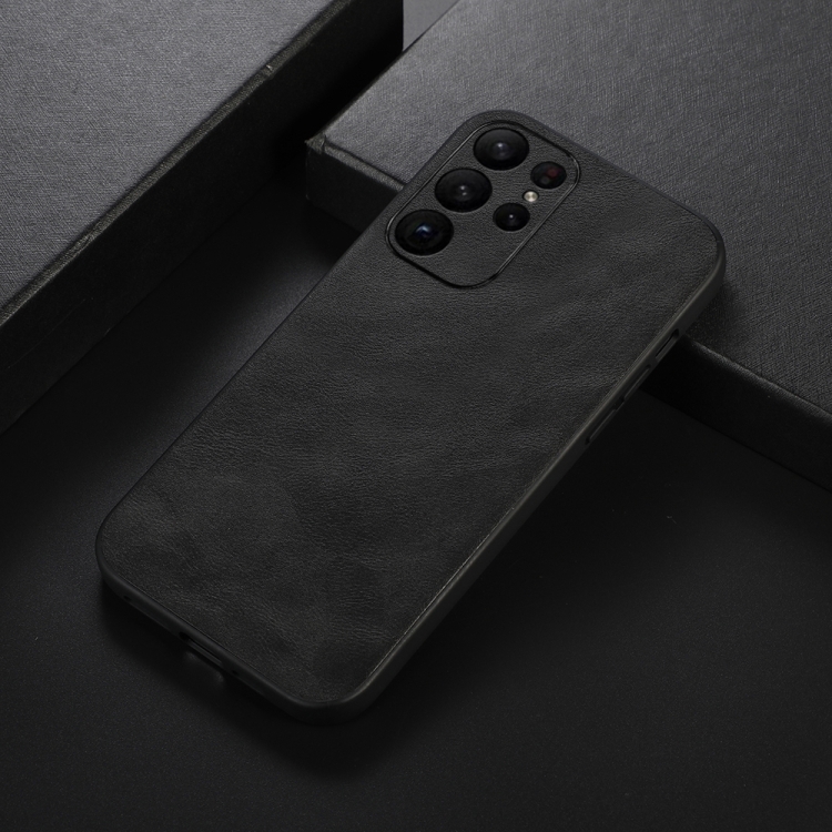 For Samsung Galaxy S23 Ultra 5G Cowhide Texture PU Phone Case(Black) For Samsung Galaxy S23 Ultra 5G Cowhide Texture PU Phone Case(Black)