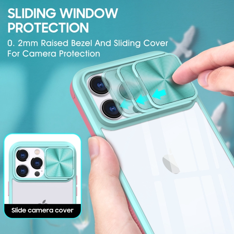 For iPhone 14 Pro 360 Full Body Sliding Camshield Phone Case(Blue Pink) For iPhone 14 Pro 360 Full Body Sliding Camshield Phone Case(Blue Pink)