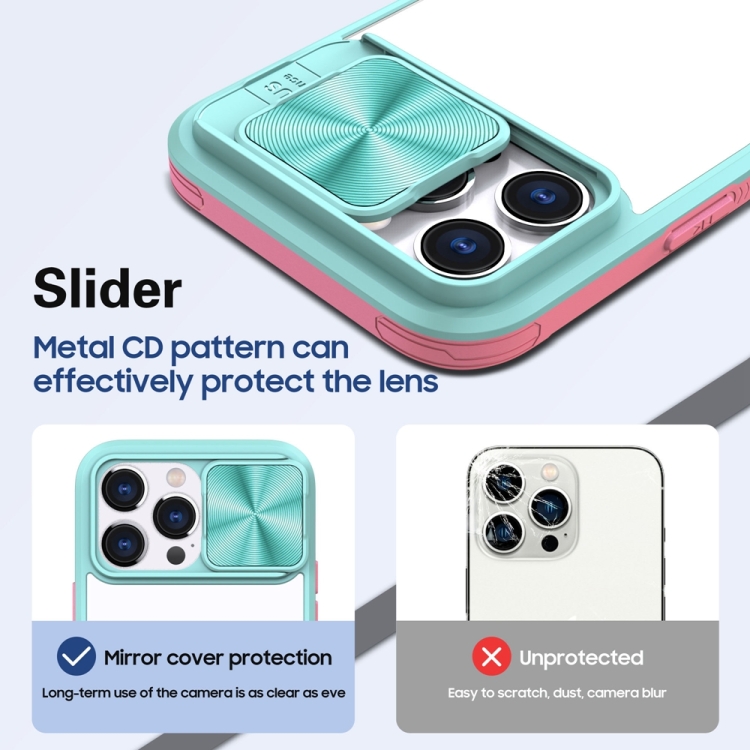For iPhone 14 Pro 360 Full Body Sliding Camshield Phone Case(Blue Pink) For iPhone 14 Pro 360 Full Body Sliding Camshield Phone Case(Blue Pink)