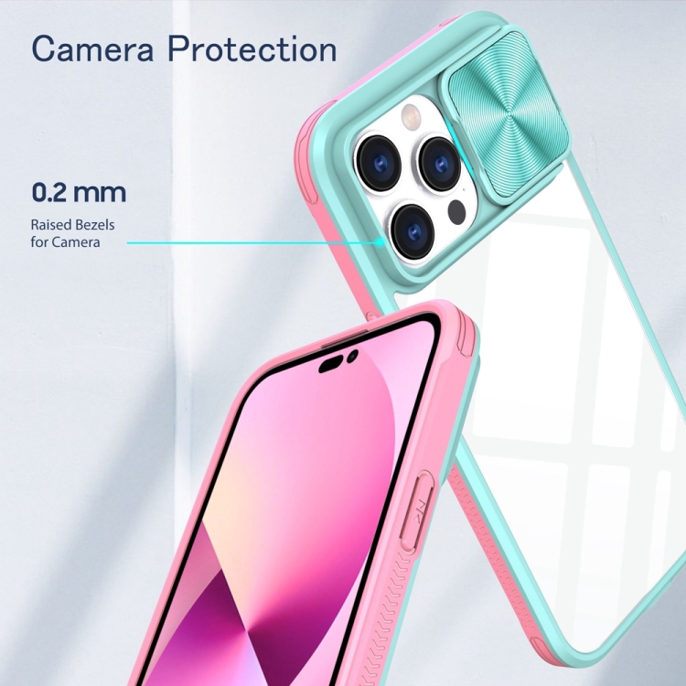 For iPhone 14 Pro 360 Full Body Sliding Camshield Phone Case(Blue Pink) For iPhone 14 Pro 360 Full Body Sliding Camshield Phone Case(Blue Pink)