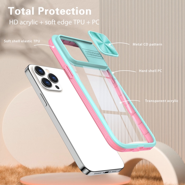 For iPhone 14 Pro 360 Full Body Sliding Camshield Phone Case(Blue Pink) For iPhone 14 Pro 360 Full Body Sliding Camshield Phone Case(Blue Pink)