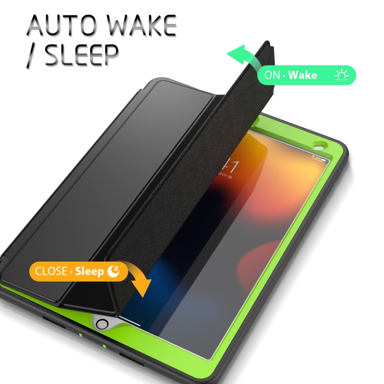 For iPad 10.2 2021 / 2020 / 2019 / Air 10.5 2019 3-Fold Amor Shockproof Smart Tablet Case(Black Green) For iPad 10.2 2021 / 2020 / 2019 / Air 10.5 2019 3-Fold Amor Shockproof Smart Tablet Case(Black Green)