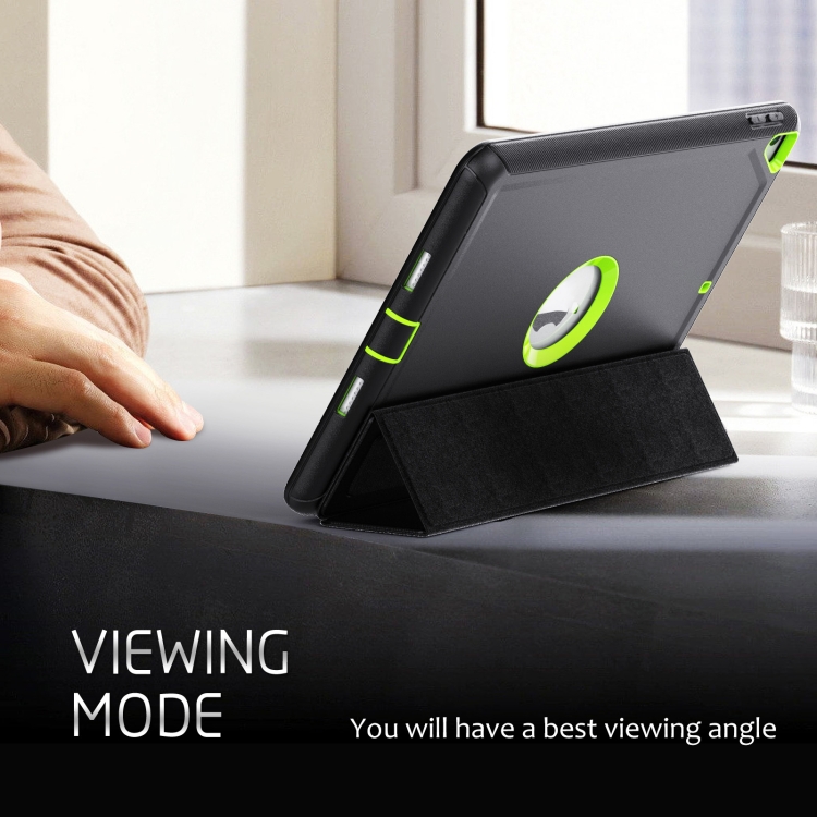 For iPad 10.2 2021 / 2020 / 2019 / Air 10.5 2019 3-Fold Amor Shockproof Smart Tablet Case(Black Green) For iPad 10.2 2021 / 2020 / 2019 / Air 10.5 2019 3-Fold Amor Shockproof Smart Tablet Case(Black Green)