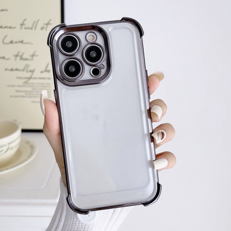 For iPhone 15 Electroplating Four-corner Shockproof Space Phone Case(Black) For iPhone 15 Electroplating Four-corner Shockproof Space Phone Case(Black)